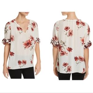 Joie Women's‎ Arlinda Floral Viscose Ruffle Blouse in Porcelain White Size S